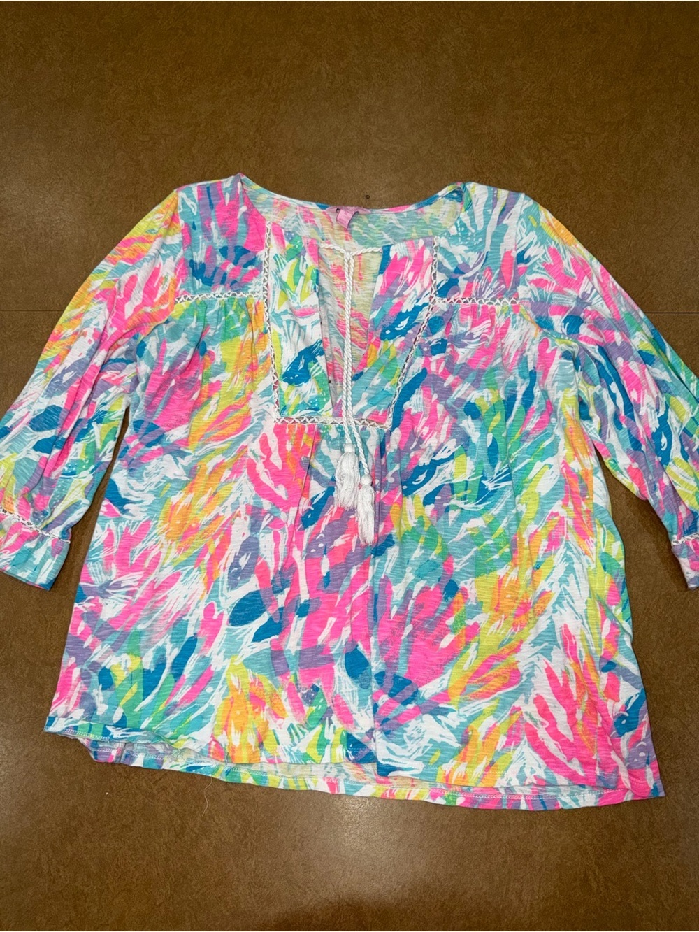 Lilly Pulitzer Tilda Tunic "Sparkling Sands" Tropical Print Top • Milti Color